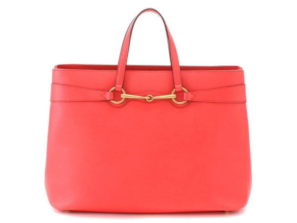 Gucci Tote Bag Horsebit Calfskin Red